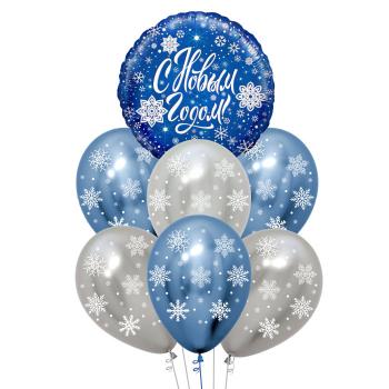 Букет С Новым годом! Снежинки серебро 7 шт