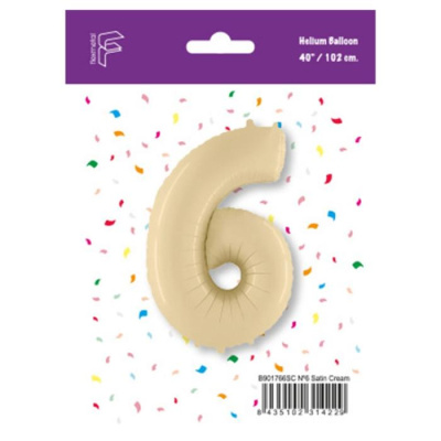 Шар Цифра 6 кремовая 102 см (FM)
