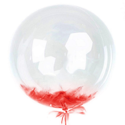 Шар Баблс 50 см с перьями красные 1 шт