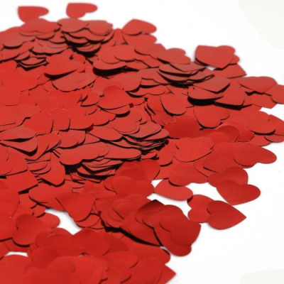 Конфетти Веселуха Сердца красные фольга 1 см 10 г