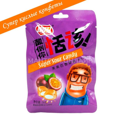Жевательная конфета Super Sour Candy со вкусом маракуйи 26 г 1 шт