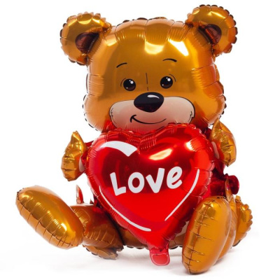 Шар фольга Фигура Под воздух Мишка с седцем 1 шт Шар фольга Фигура Под воздух Мишка с седцем 1 шт