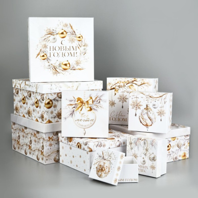 Коробка квадрат Белая роскошь №9 рис микс 1 шт