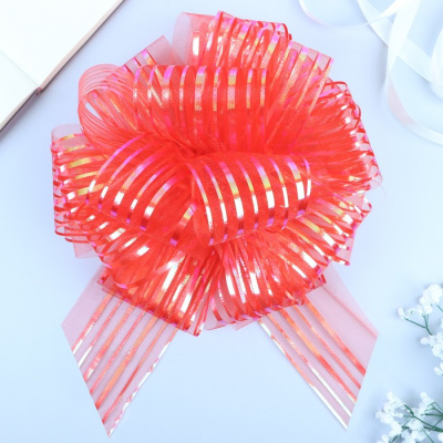 Бант-Шар №10 органза полоски красный 1 шт