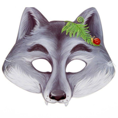Маска картон Серый волк 1 шт Маска картон Серый волк 1 шт