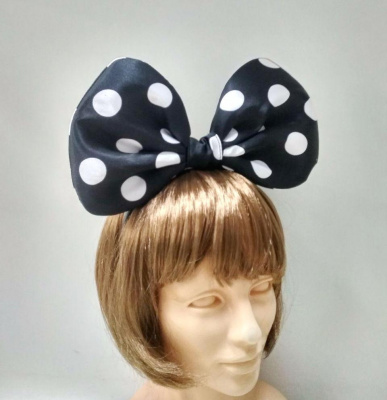 К Ободок Бант горох черный 1 шт К Ободок Бант горох черный 1 шт