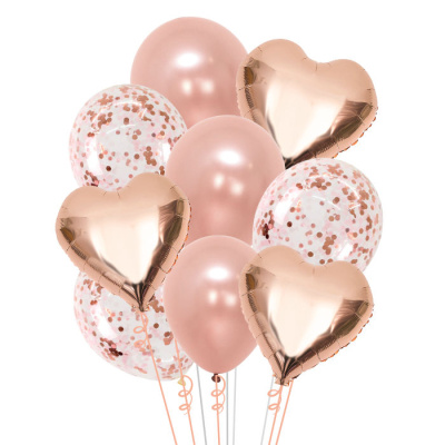 Букет Ассорти из шаров Сердца розовое золото 9  шт Букет Ассорти из шаров Сердца розовое золото 9  шт