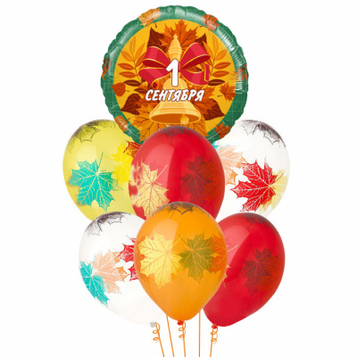 Букет 1 Сентября! Колокольчик Кленовые листья кристалл 7 шт