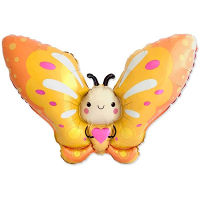 Шар фольга Фигура Бабочка желтая с сердцем (FM)G36
