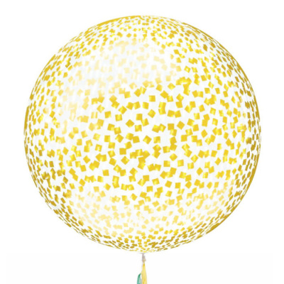 Шар Баблс 50 см с конфетти квадратики глянец золото 