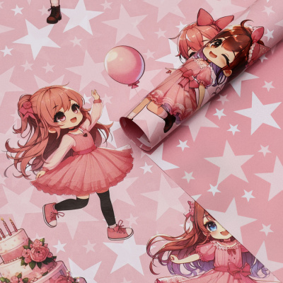 Бумага глянцевая двусторон Девочка и торт 70*100 см 1 шт