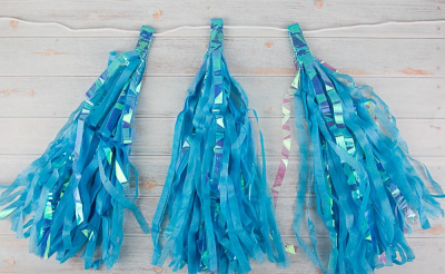 Гирлянда Тассел голубой фольга 3 м 10 листов