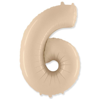 Шар Цифра 6 кремовая 102 см (FM)