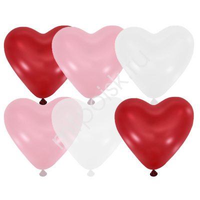 Сердце б/рис. П+Д М12" ассорти 3-х цветное 50 шт Сердце б/рис. П+Д М12" ассорти 3-х цветное 50 шт