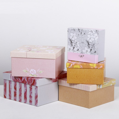 Коробка квадрат Нежные узоры №2 16*9 см рис микс 1 шт Коробка квадрат Нежные узоры №2 16*9 см рис микс 1 шт