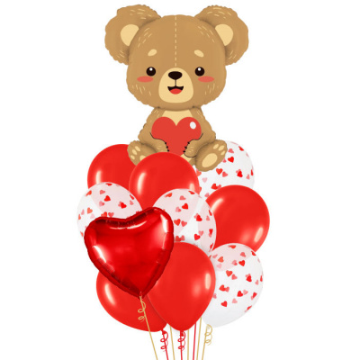Букет Мишка с сердечком 11 шт  Букет Мишка с сердечком 11 шт