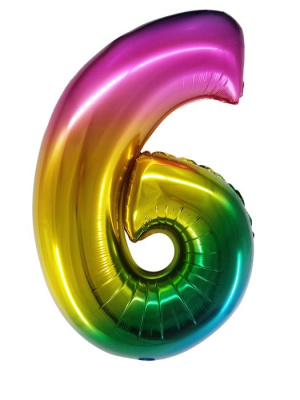 К Шар Цифра под воздух 6 радужная 86 см