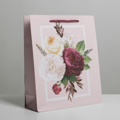 Пакет ламинат Пионы 21*25*8 см 1 шт