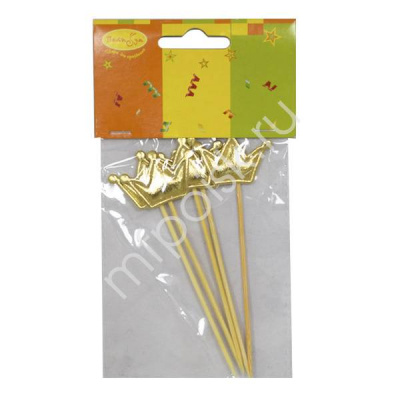 Шпажки ПБ для канапе/капкейков Корона золото 11,5 см 5 шт Шпажки ПБ для канапе/капкейков Корона золото 11,5 см 5 шт
