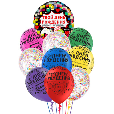 Букет Твой День Рождения! Пиксели яркие 10 шт Букет Твой День Рождения! Пиксели яркие 10 шт