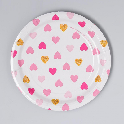 Тарелка бум. Сердца 18 см 10 шт Тарелка бум. Сердца 18 см 10 шт