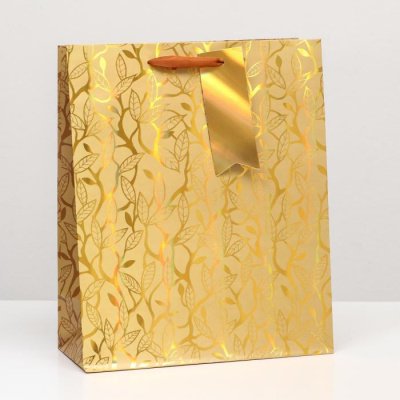 Пакет ламинат Золотые листья 26*36*11,5 см 1 шт