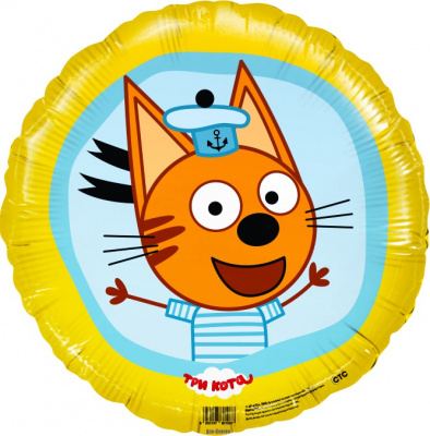 Шар Круг фольга 18" Три кота Коржик желтый (Ag)