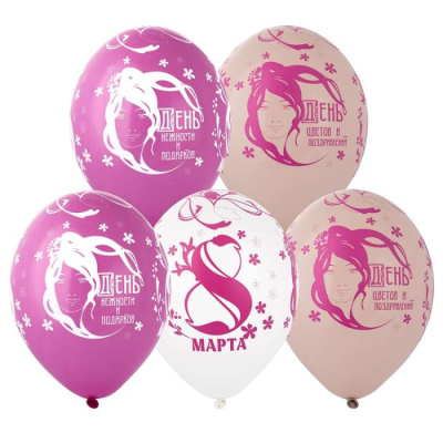 Шар шелкография пастель 14" 8 Марта Модерн 25 шт Шар шелкография пастель 14" 8 Марта Модерн 25 шт