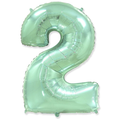 Шар Цифра 2 мята пастель 102 см (FM) Шар Цифра 2 мята пастель 102 см (FM)