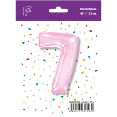 Шар Цифра 7 розовый пастель 102 см (FM)