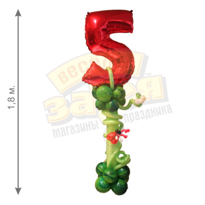 Стойка из шаров Цифра на колонне 1,8 м