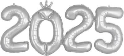 Шар Цифра мини 2025 серебро 43 см Шар Цифра мини 2025 серебро 43 см