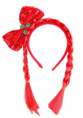 Ободок Бант блеск с косичками красный 1 шт