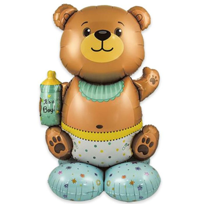 Шар фольга Фигура Под воздух Мишка мальчик 107 см 1 шт