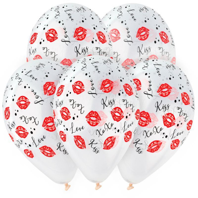 Шар 14" с рисунком кристалл Поцелуи 25 шт