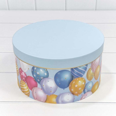 Коробка круг Шары на голубом №2 23,5*13 см 1 шт