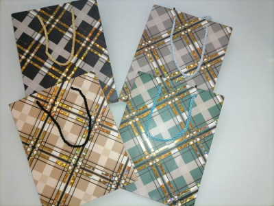 Пакет Клетка золото цвет микс 32*26*10 см 1 шт