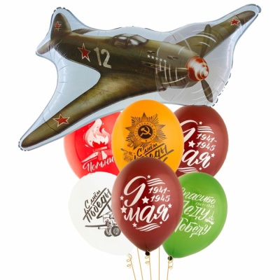 Букет С Днем Победы! Истребитель 7 шт