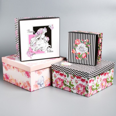 Коробка квадрат Happy day №8 см рис микс 1 шт