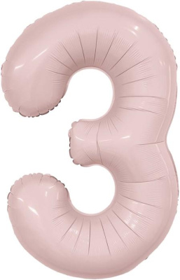 Шар Цифра 3 Роза пыльная Слим 102 см (Ag)