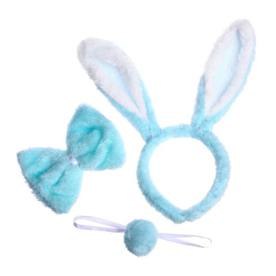 Набор (3в1) Зайка голубой (ободок, бабочка, хвост) 1 шт Набор (3в1) Зайка голубой (ободок, бабочка, хвост) 1 шт