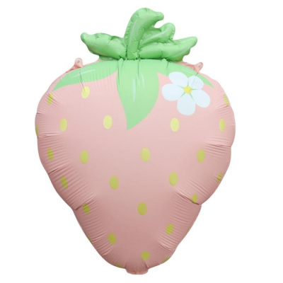 Шар фольга Фигура Клубника розовая сатин (ВЗ)