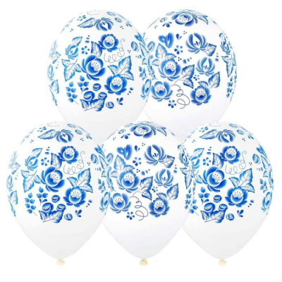 Шар шелкография пастель 14" Синие Узоры 25 шт Шар шелкография пастель 14" Синие Узоры 25 шт