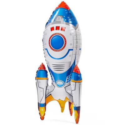 Шар фольга Фигура Под воздух Ракета синяя 1 шт