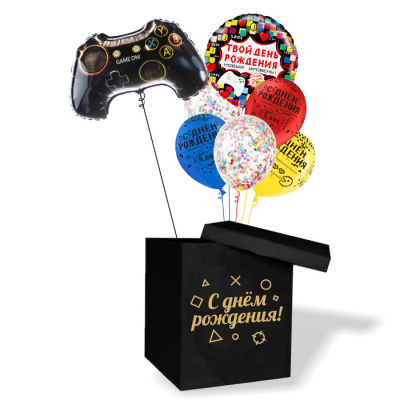 Букет Шары в коробке Твой День Рождения! Джойстик 7 шт  Букет Шары в коробке Твой День Рождения! Джойстик 7 шт