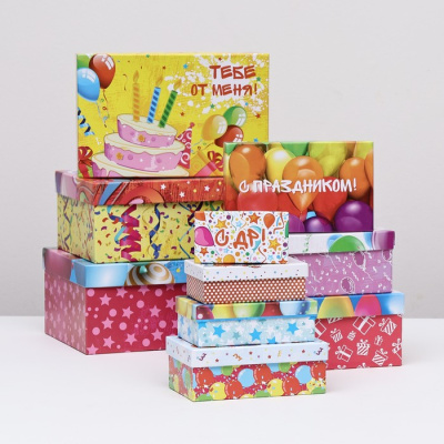 Коробка прямоуг Тебе от меня №3 15*9,5*6 см рис микс 1 шт