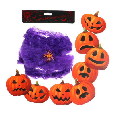 Набор (2в1) Тыквы (паутина, декор) 1 шт Набор (2в1) Тыквы (паутина, декор) 1 шт
