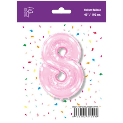 Шар Цифра 8 розовый пастель 102 см (FM)