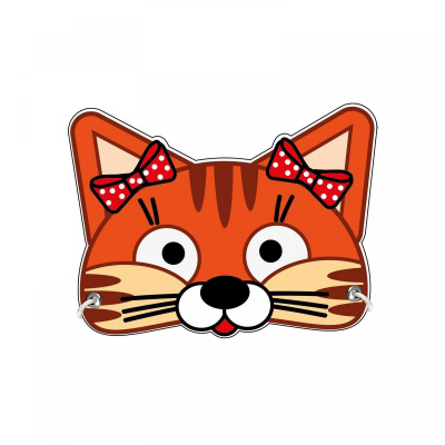 Маска - ободок картон Кошечка с бантиками на резинке 1 шт