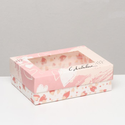 Коробка складная с окном С любовью 21*15*7 см 1 шт